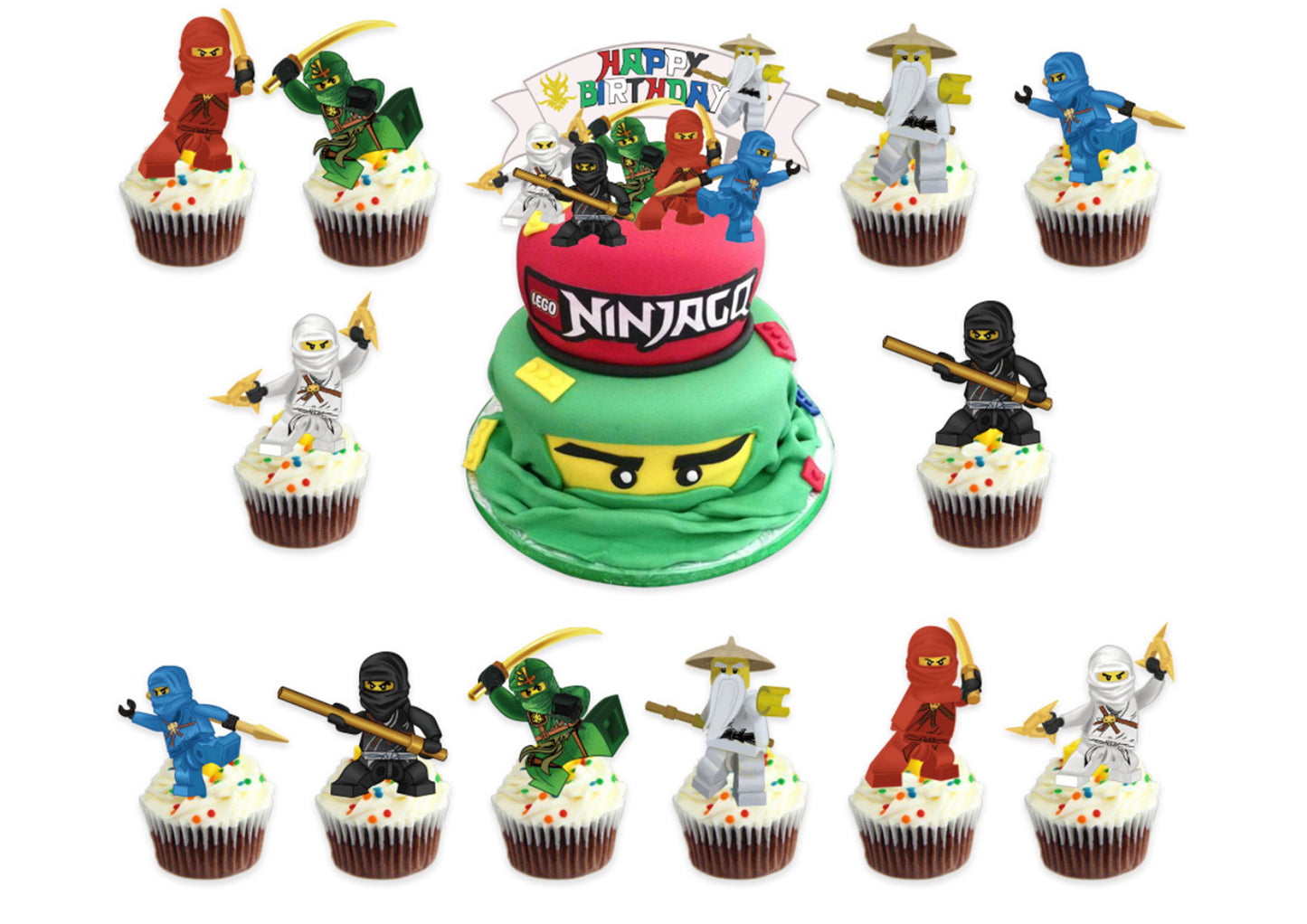 Lego Ninjago Birthday Banner, Lego Ninjago Balloons, Lego Ninjago Cake Toppers