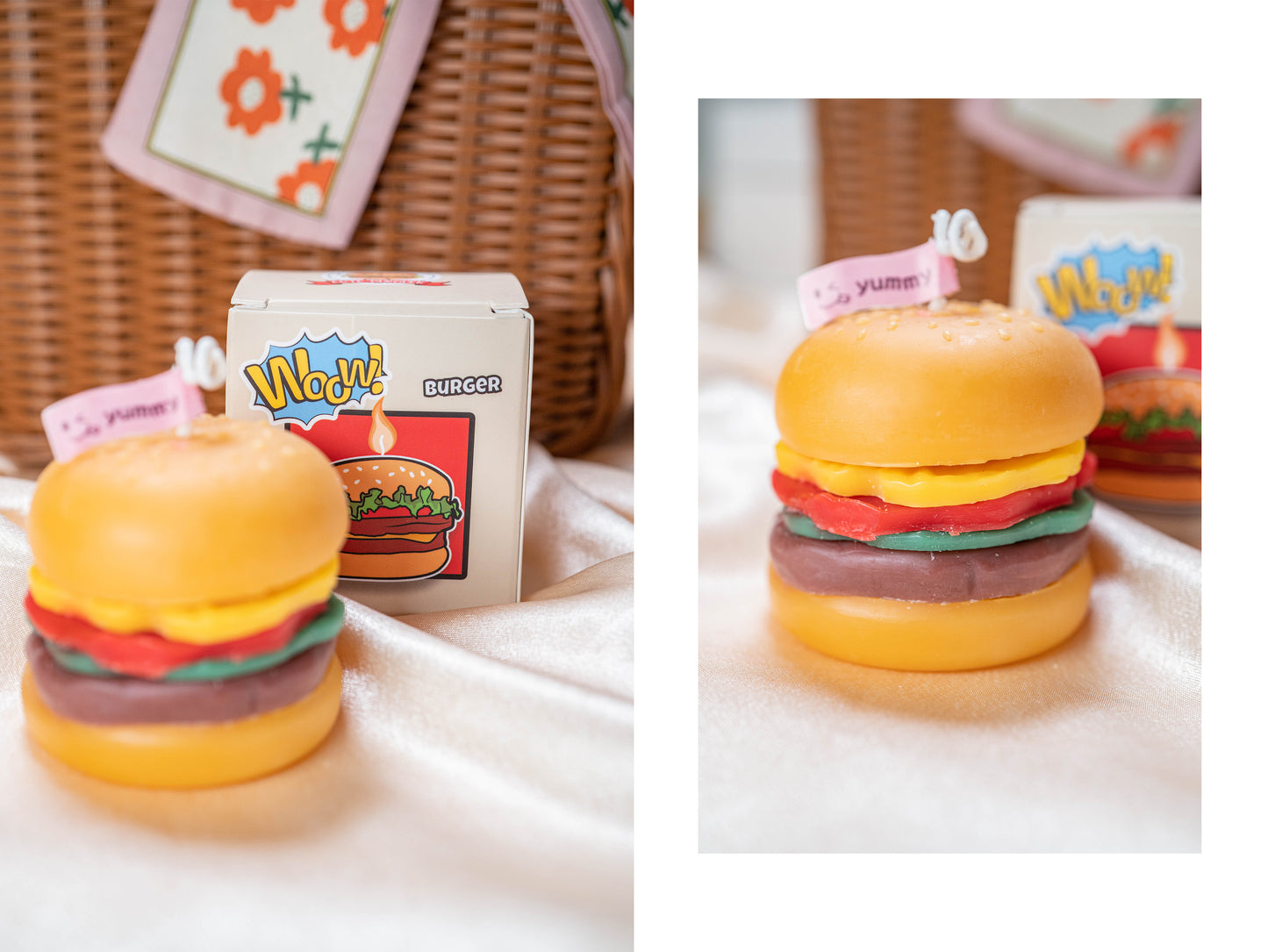 Burger Shaped Candles, Soy Wax Scented Candles