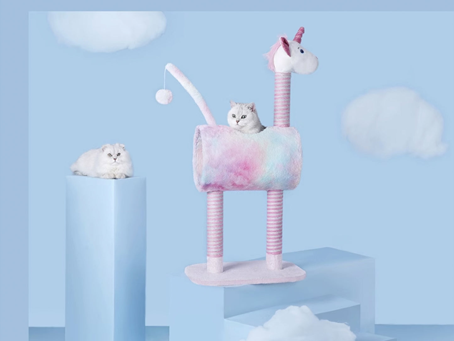 Unicorn Cat Tree, Pink Cat Tower, Cat Climbing Cando with Scratching Post