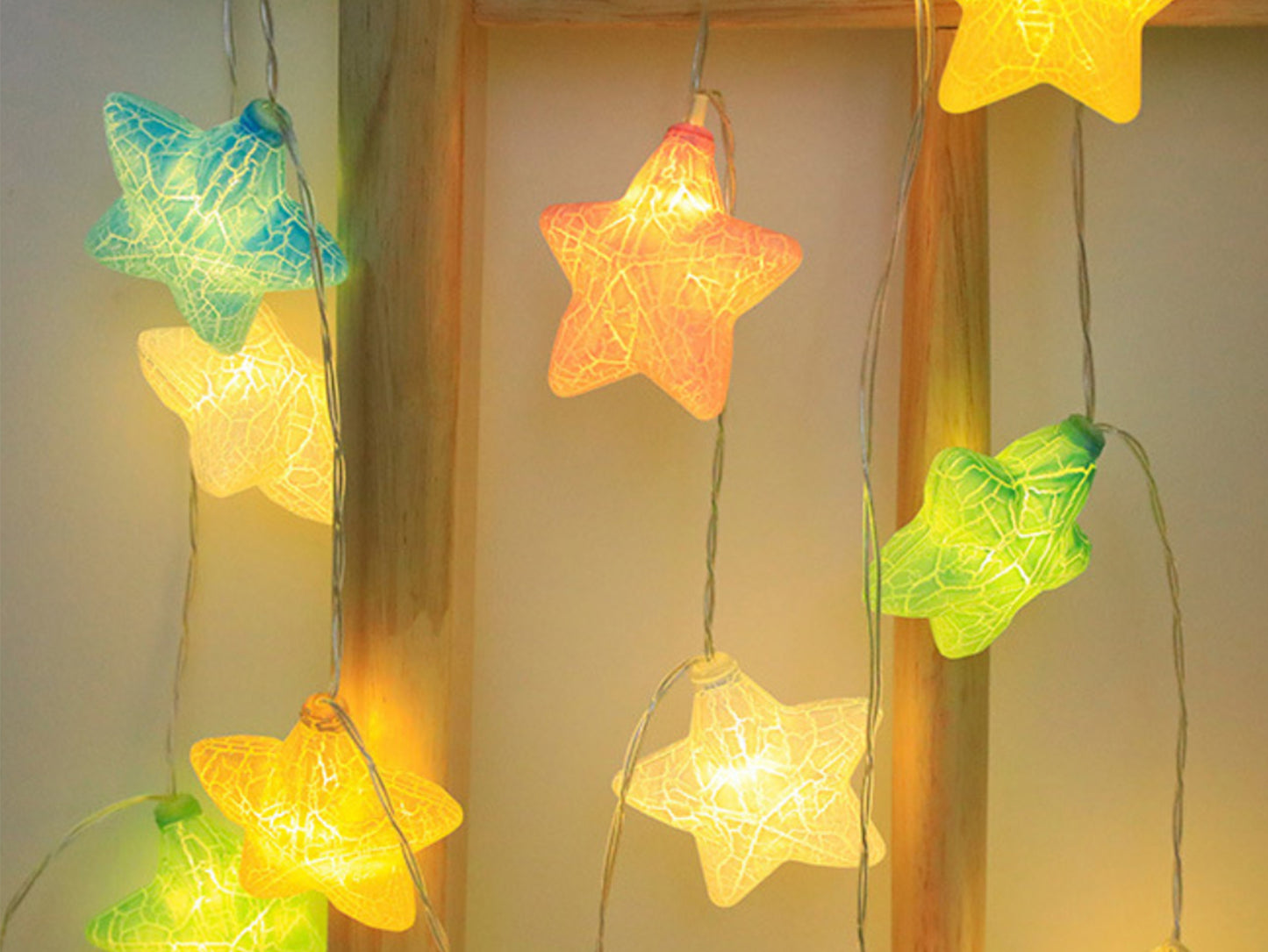 Textured Cracked Star Fairy String Lights