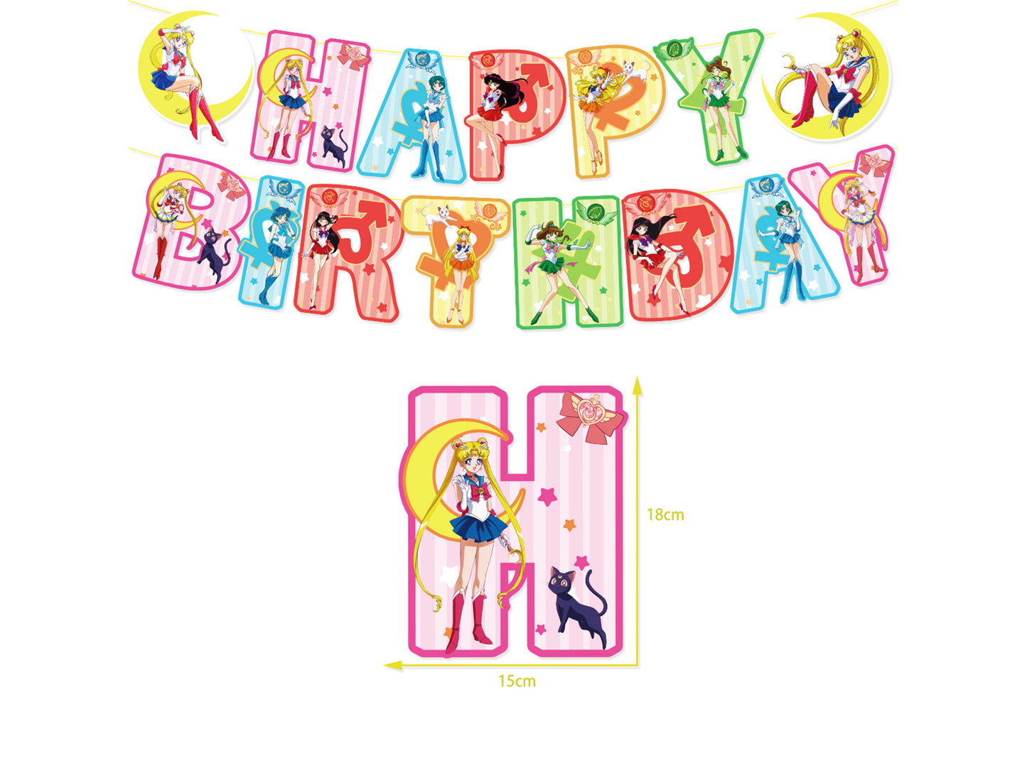 Sailor Moon Birthday Banners, Sailor Moon Balloons, Sailor Moon Cake Toppers