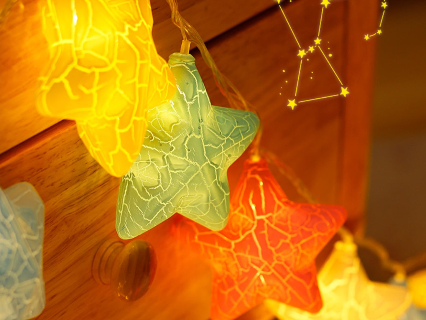 Textured Cracked Star Fairy String Lights
