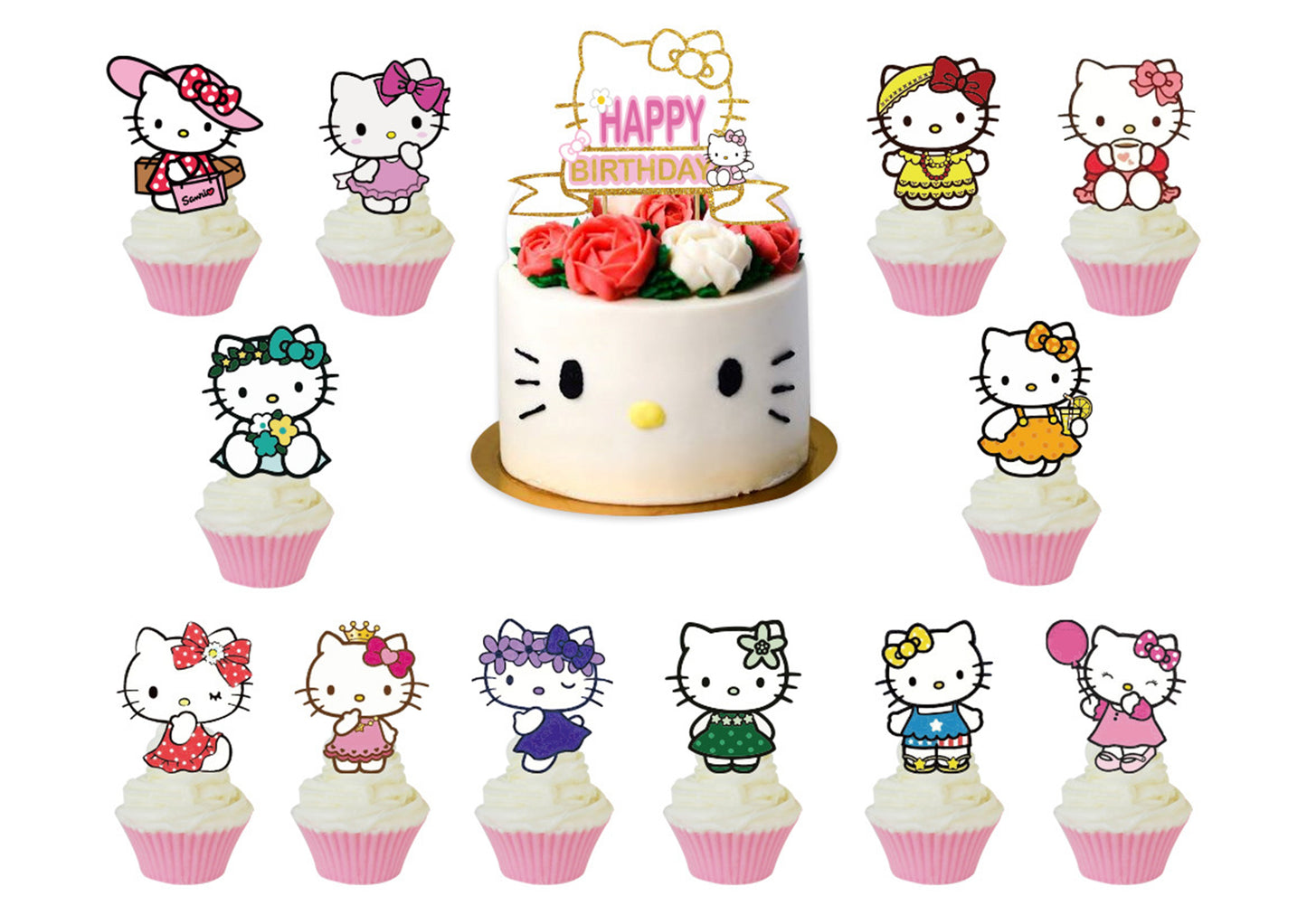 Hello Kitty Birthday Banners, Hello Kitty Balloons, Hello Kitty Cake Toppers