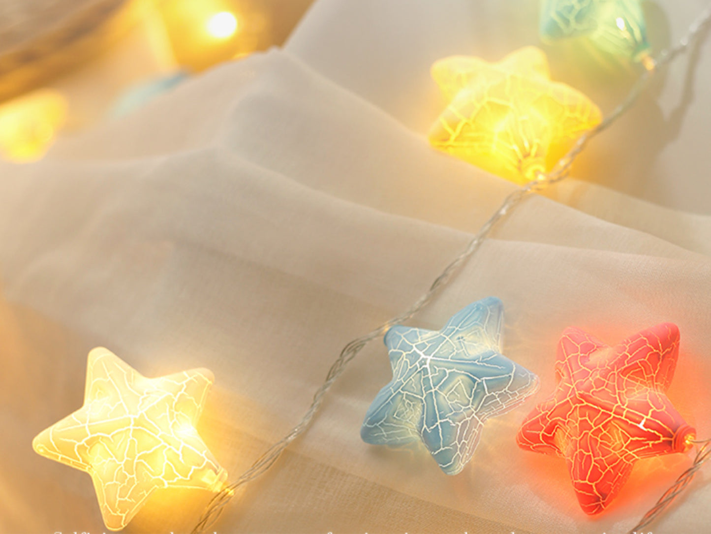 Textured Cracked Star Fairy String Lights