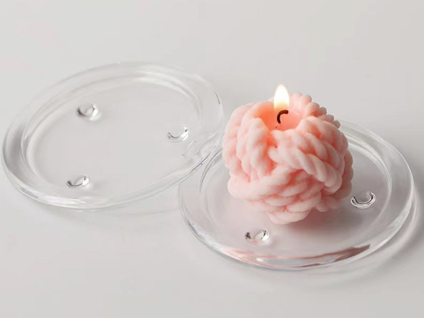 Clear Glass Candle Plates, Pillar Candle Holder Plates