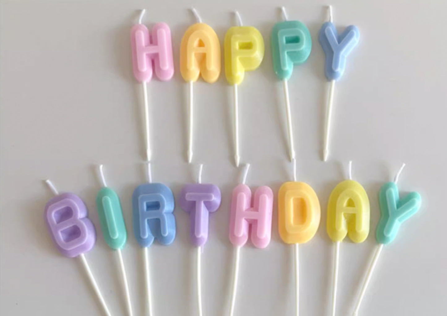 Macaron Happy Birthday Letter Candles, Colorful Birthday Cake Candle