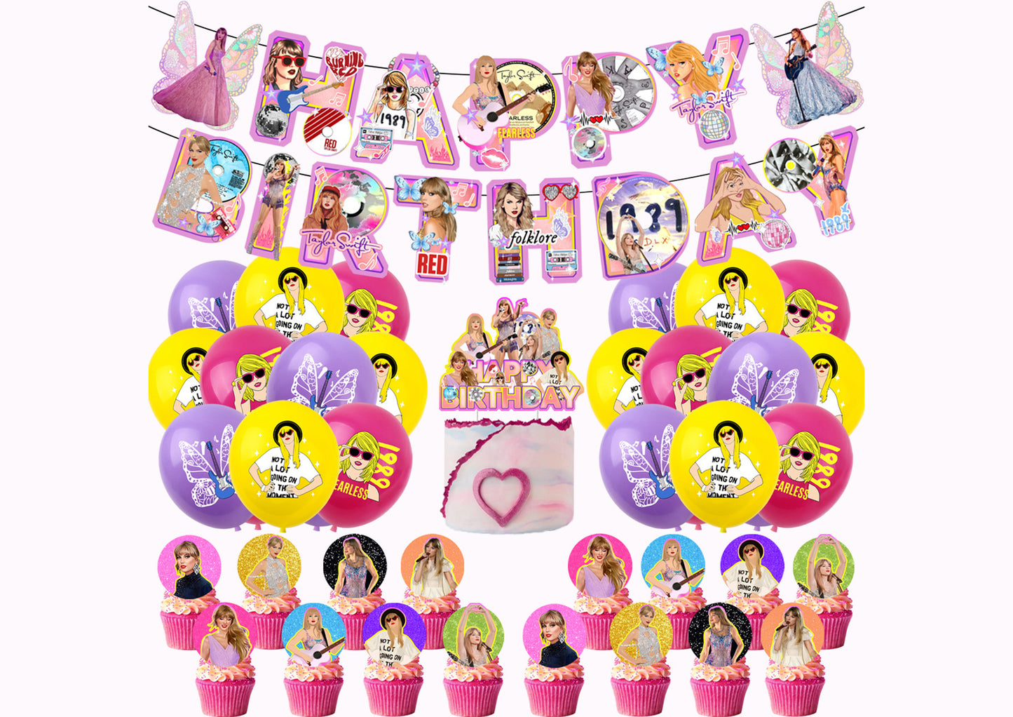 Taylor Swift Custom Swifties Birthday Banners, Taylor Swift Balloons, Taylor Swift Cake Toppers, Taylor Swiftie Merch