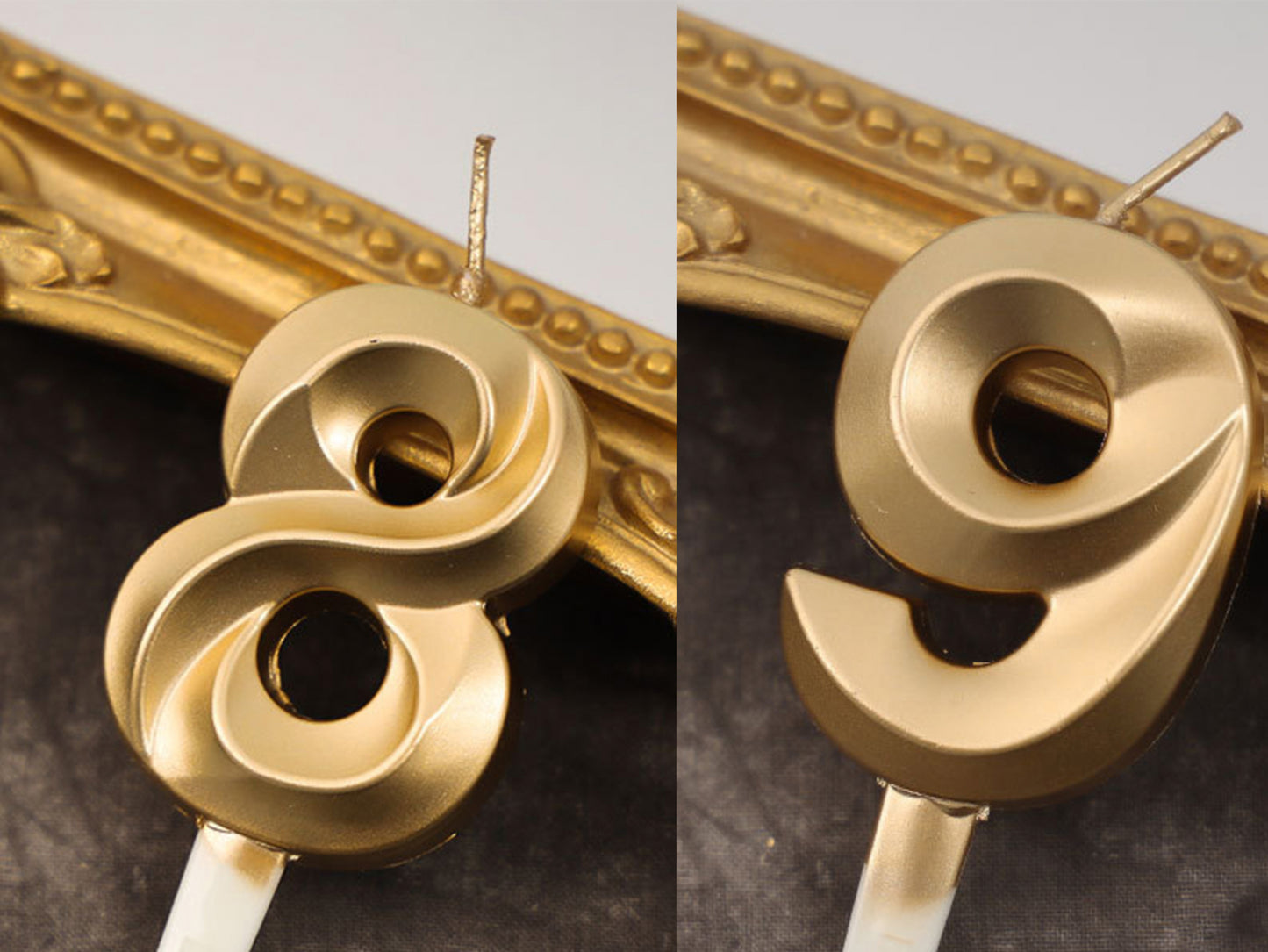 Gold Glitter Birthday Number Cake Candles, 3D Diamond Shape Numeral Birthday Cake Candles