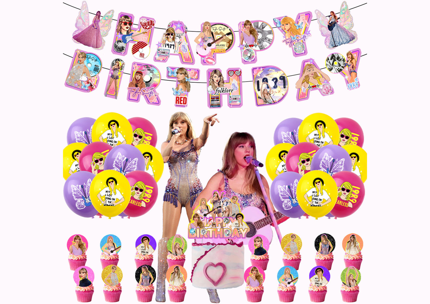 Taylor Swift Custom Swifties Birthday Banners, Taylor Swift Balloons, Taylor Swift Cake Toppers, Taylor Swiftie Merch