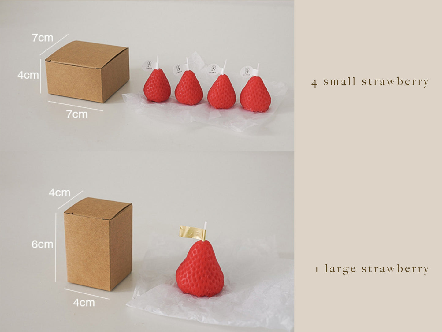 Handmade Strawberry Shaped Scented Candles, Pink Red Soy Wax Candles