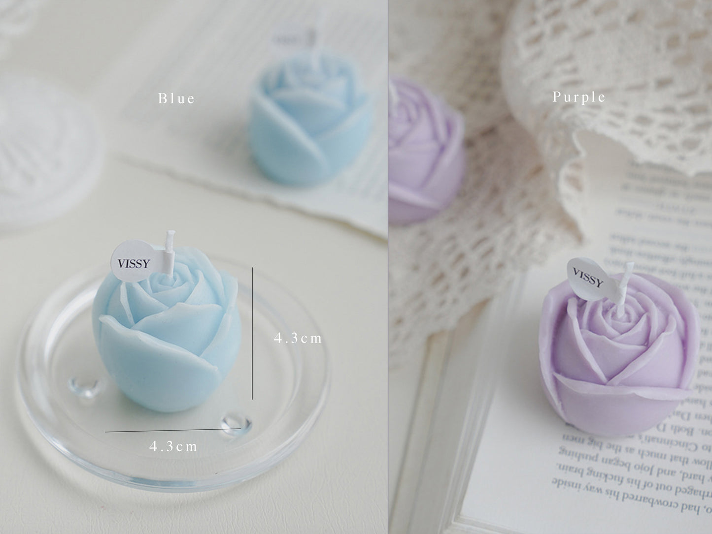 Handmade Rose Shaped Candles, Rose Scented Soy Wax Candles