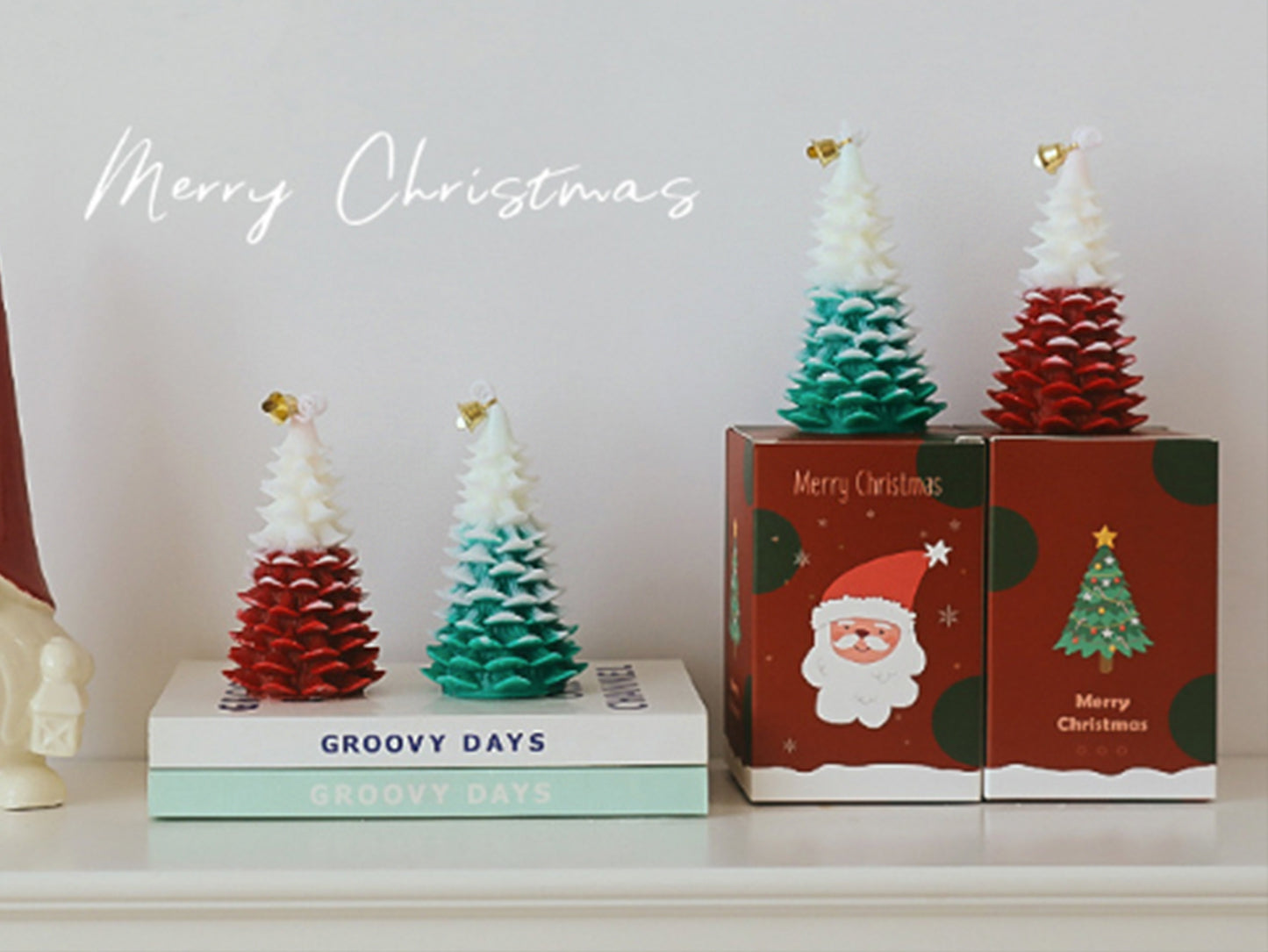 Christmas Tree Candles with Christmas Gift Box, Christmas Decorative Candles
