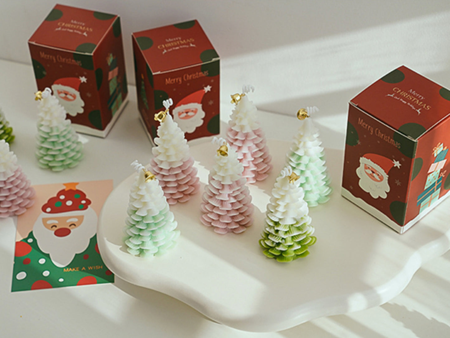 Christmas Tree Candles with Christmas Gift Box, Christmas Decorative Candles