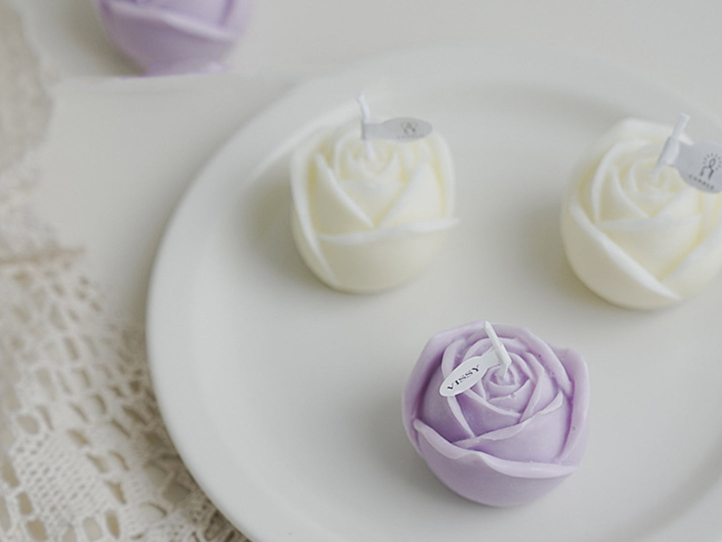 Handmade Rose Shaped Candles, Rose Scented Soy Wax Candles