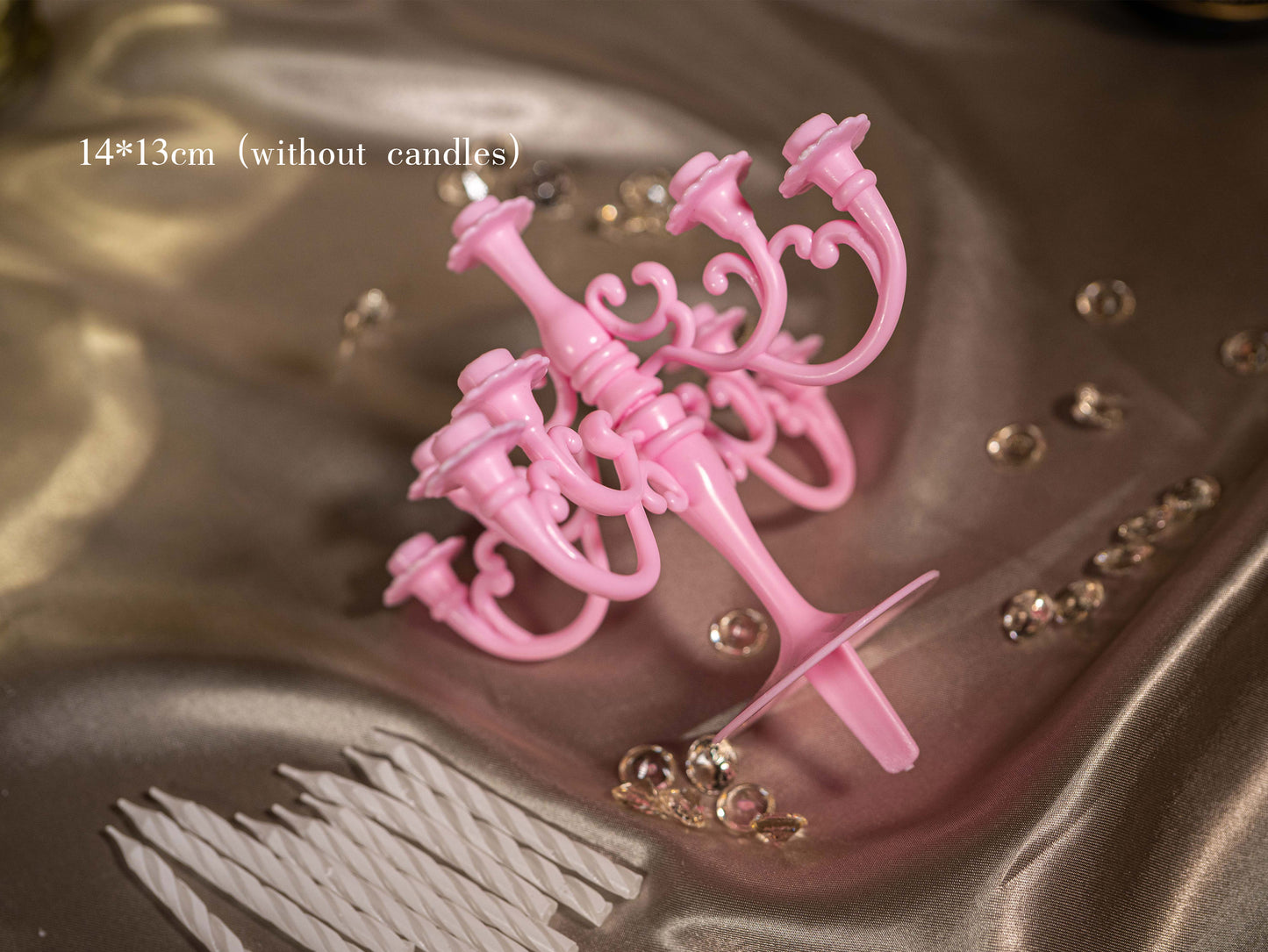 Pink Vintage Candlestick Candelabra Bracket and 9PCS Candles 1 Set