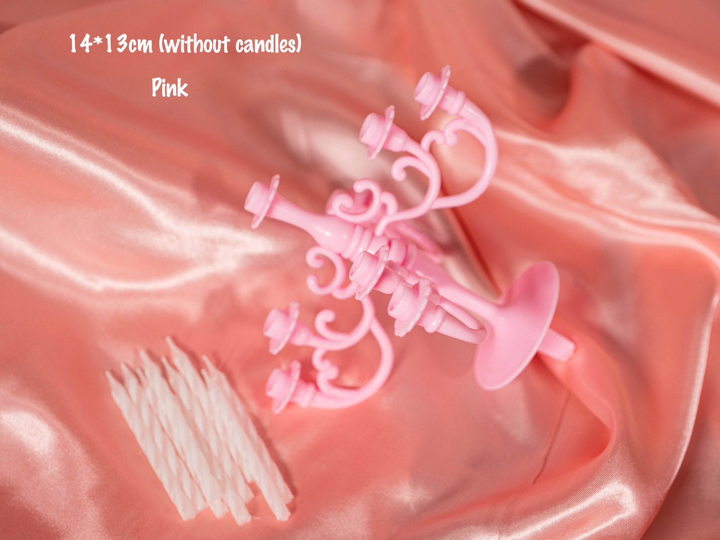 Pink Vintage Candlestick Candelabra Bracket and 9PCS Candles 1 Set