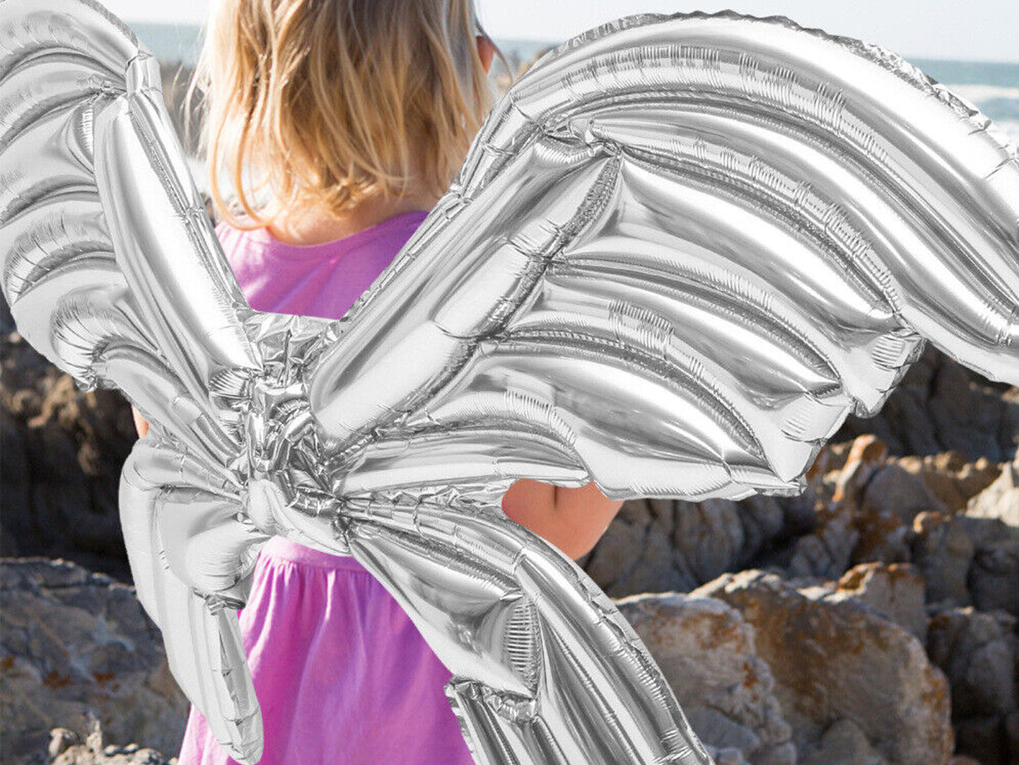 2pcs Silver Angel Wings Balloons, Butterfly Fairy Wings Balloons