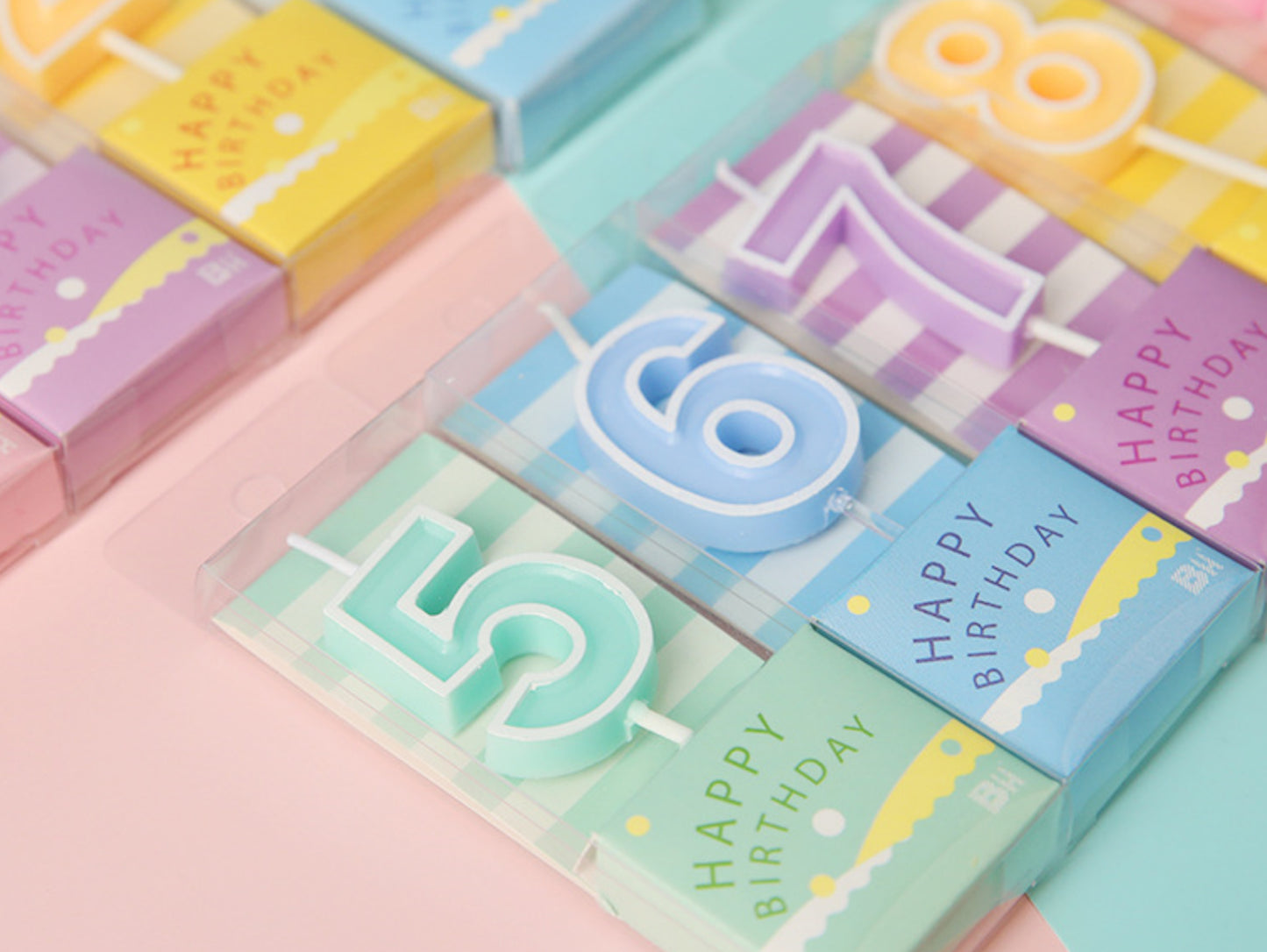 Macaron Colorful Birthday Cake Candles, Numeral Candles