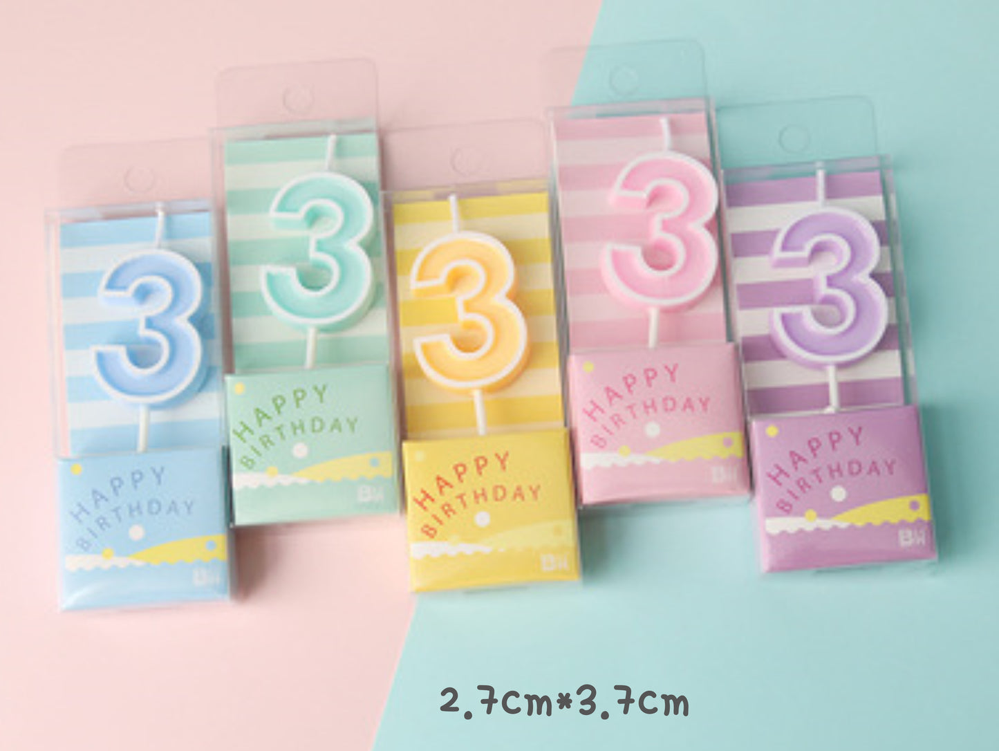 Macaron Colorful Birthday Cake Candles, Numeral Candles