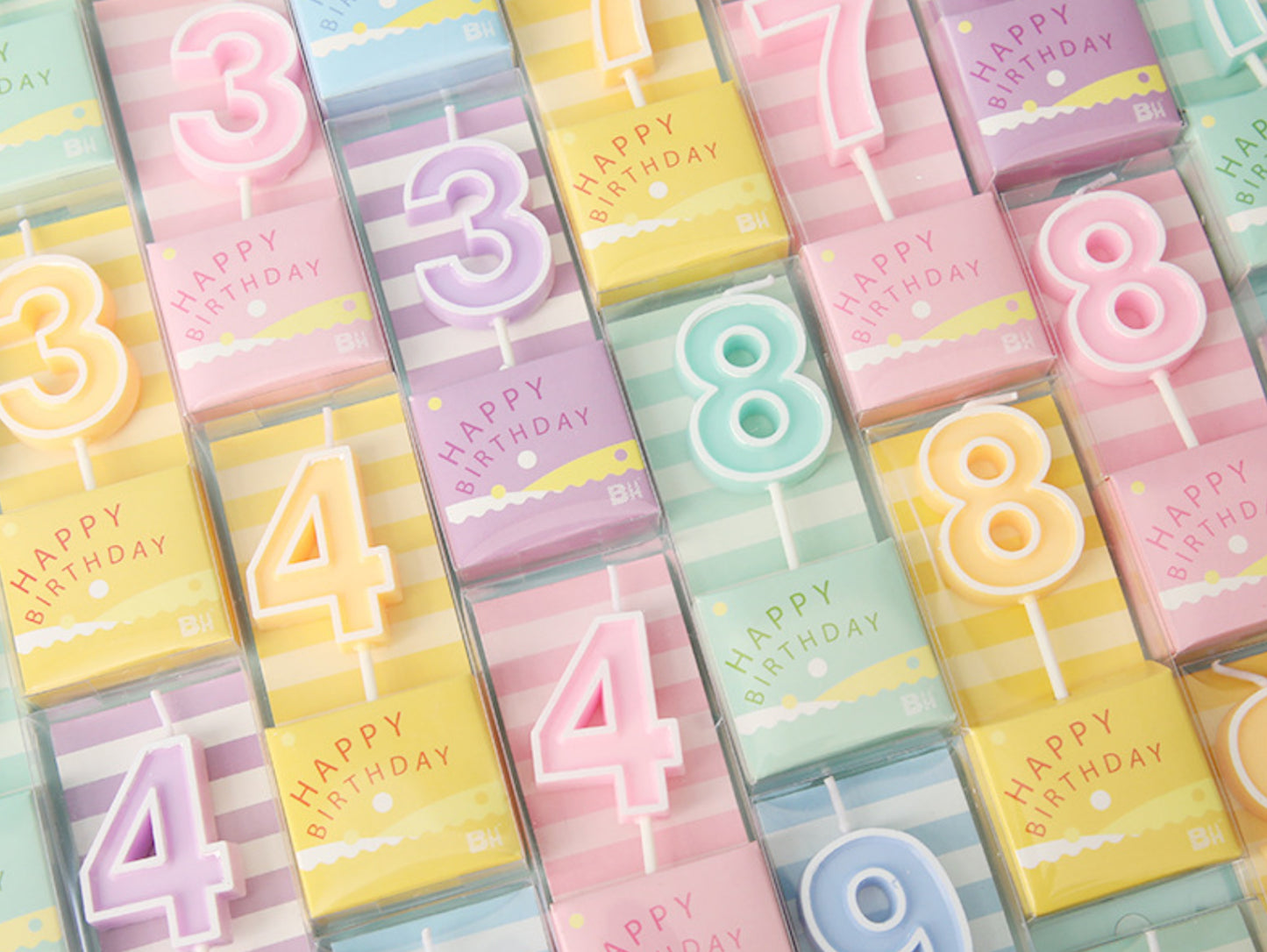 Macaron Colorful Birthday Cake Candles, Numeral Candles