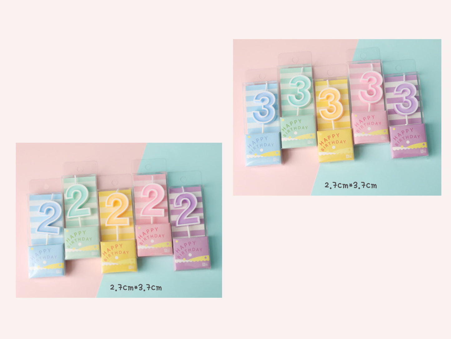 Macaron Colorful Birthday Cake Candles, Numeral Candles