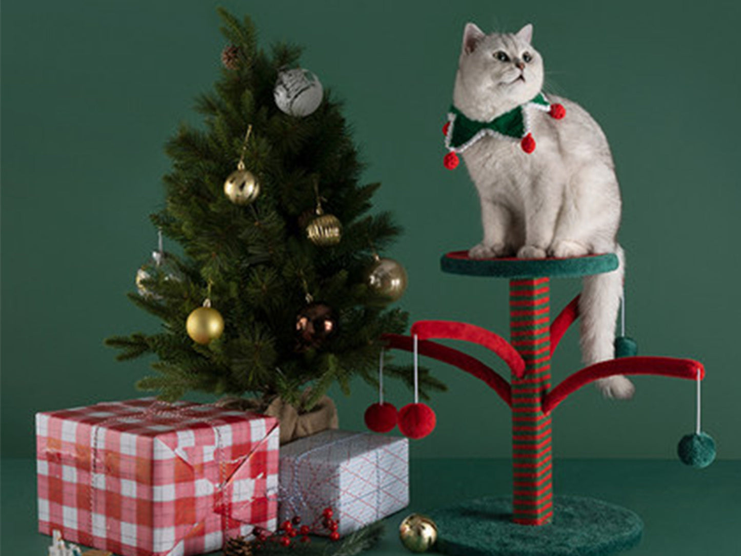 Cat Climbing Tree, Cat Tower, Cat Condo, Red & Green