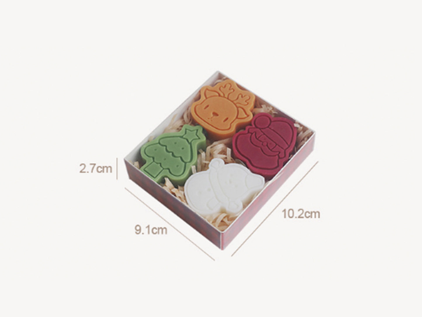Christmas Snowflake Snowman Gingerbread Man Candles 4pcs Set, Christmas Candle Gift Box