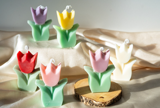 Handmade Tulip Scented Candles, Soy Wax Candles