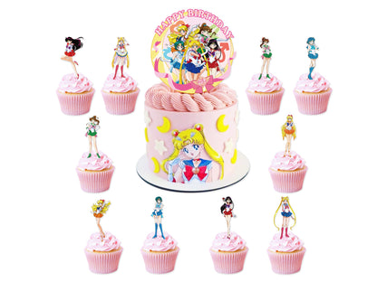 Sailor Moon Birthday Banners, Sailor Moon Balloons, Sailor Moon Cake Toppers