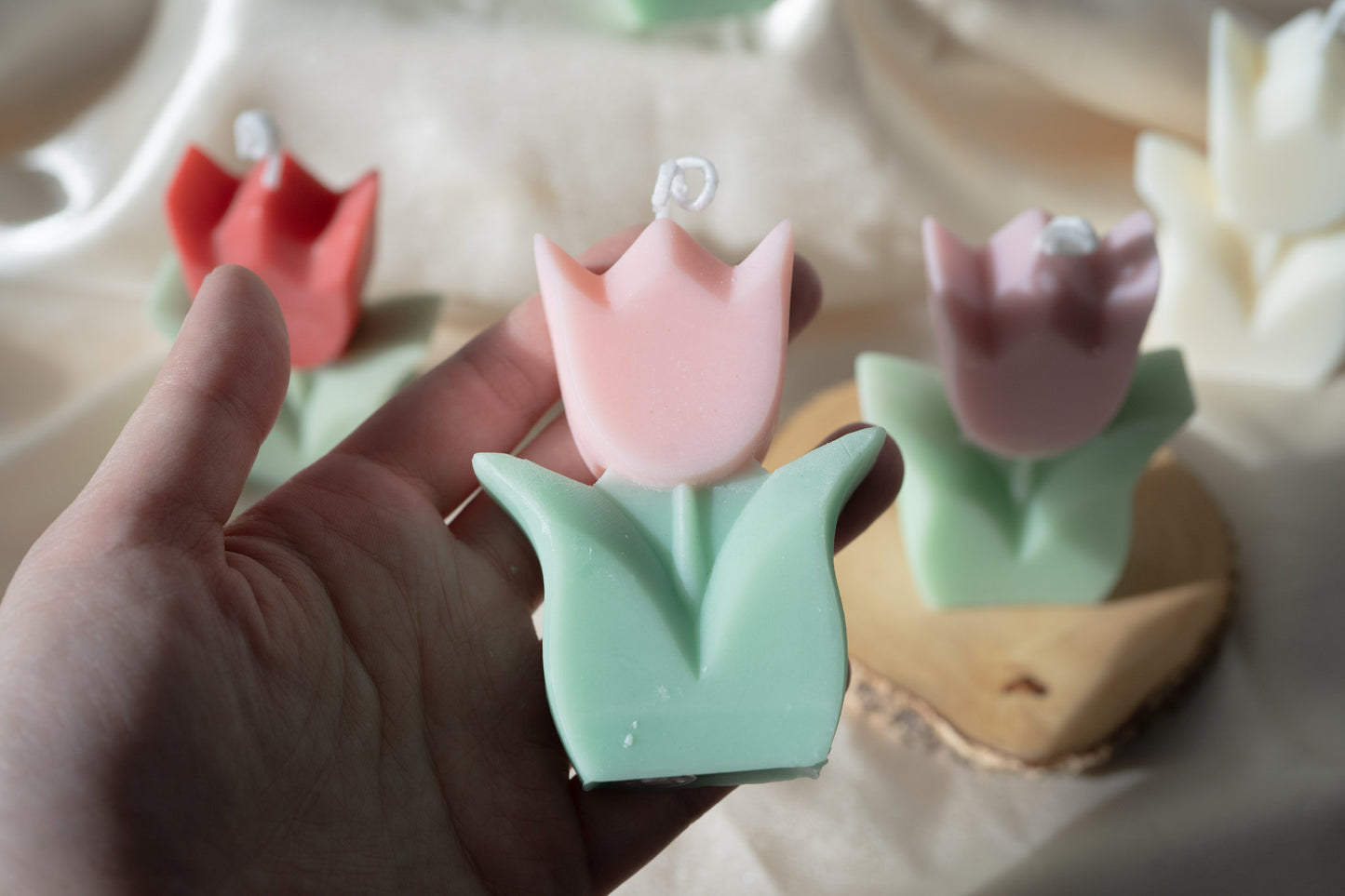 Handmade Tulip Scented Candles, Soy Wax Candles