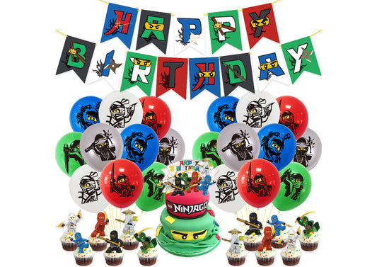 Lego Ninjago Birthday Banner, Lego Ninjago Balloons, Lego Ninjago Cake Toppers