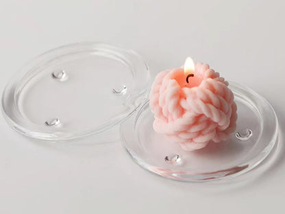 Clear Glass Candle Plates, Pillar Candle Holder Plates