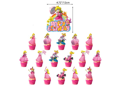 Princess Peach Birthday Cake Toppers