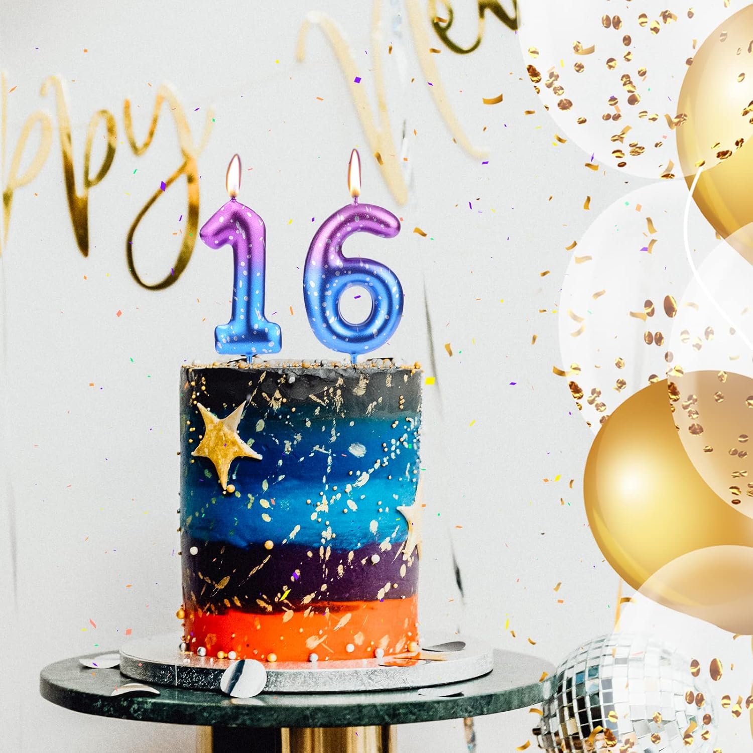 Galaxy Gradient Birthday Number Candles
