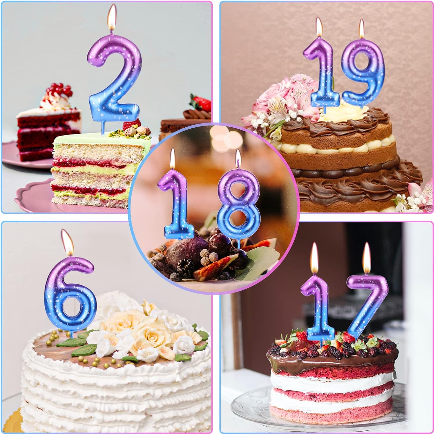 Galaxy Gradient Birthday Number Candles