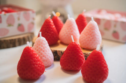 9pcs Pink Red Strawberry Candles Set, Scented Candles, Christmas Birthday Gift Box