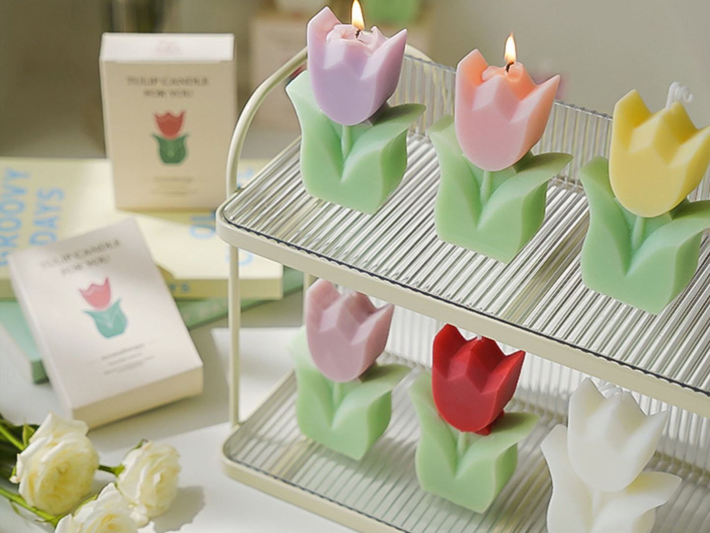 Handmade Tulip Scented Candles, Soy Wax Candles