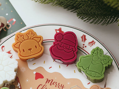 Christmas Snowflake Snowman Gingerbread Man Candles 4pcs Set, Christmas Candle Gift Box