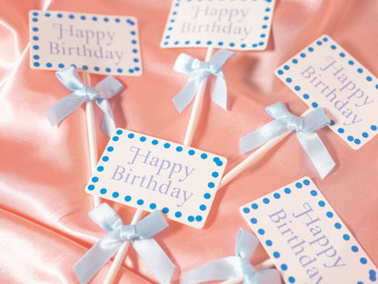 5pcs Bow Tie Cake Toppers, Pink Blue Birthday Cake Toppers