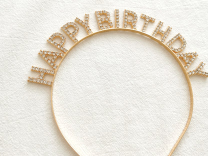 Gold Rhinestone Shining Birthday Headband, Birthday Letter Glitter Crown Hairband