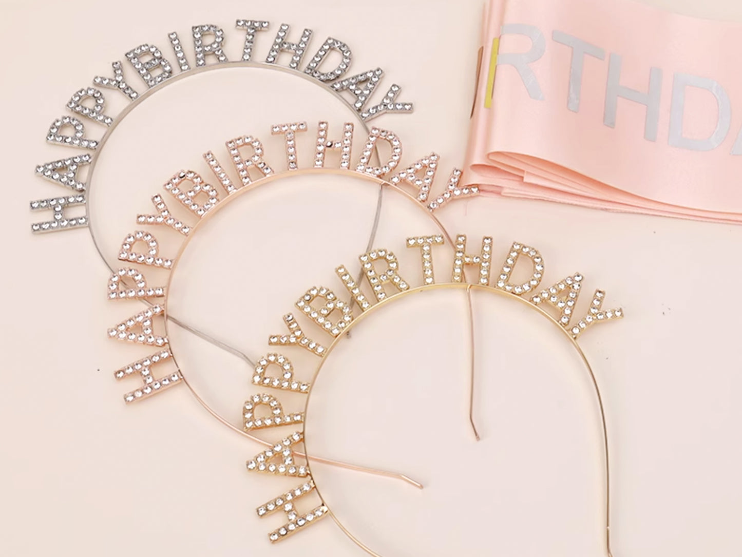 Gold Rhinestone Shining Birthday Headband, Birthday Letter Glitter Crown Hairband