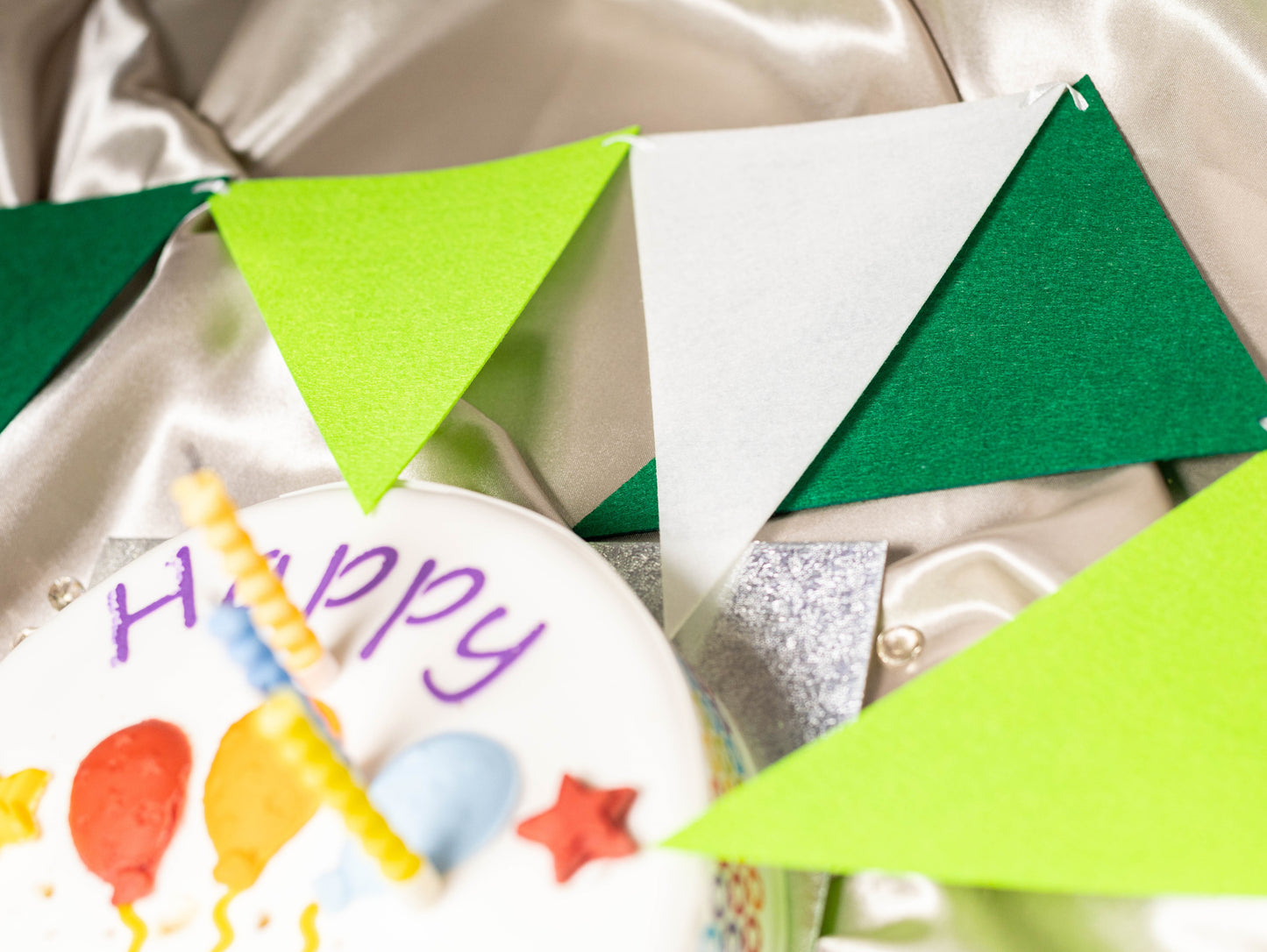 Green White Party Banner, Colorful Party Bunting