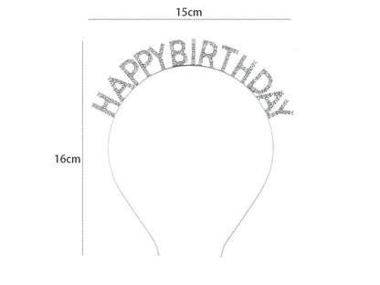 Gold Rhinestone Shining Birthday Headband, Birthday Letter Glitter Crown Hairband