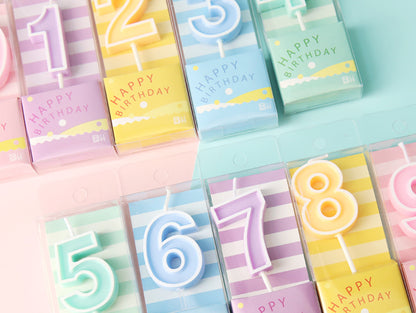 Macaron Colorful Birthday Cake Candles, Numeral Candles
