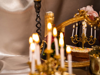 Bronze Vintage Candlestick Candelabra Bracket and 9PCS Candles 1 Set