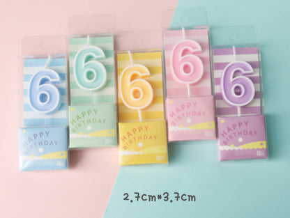 Macaron Colorful Birthday Cake Candles, Numeral Candles