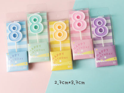Macaron Colorful Birthday Cake Candles, Numeral Candles