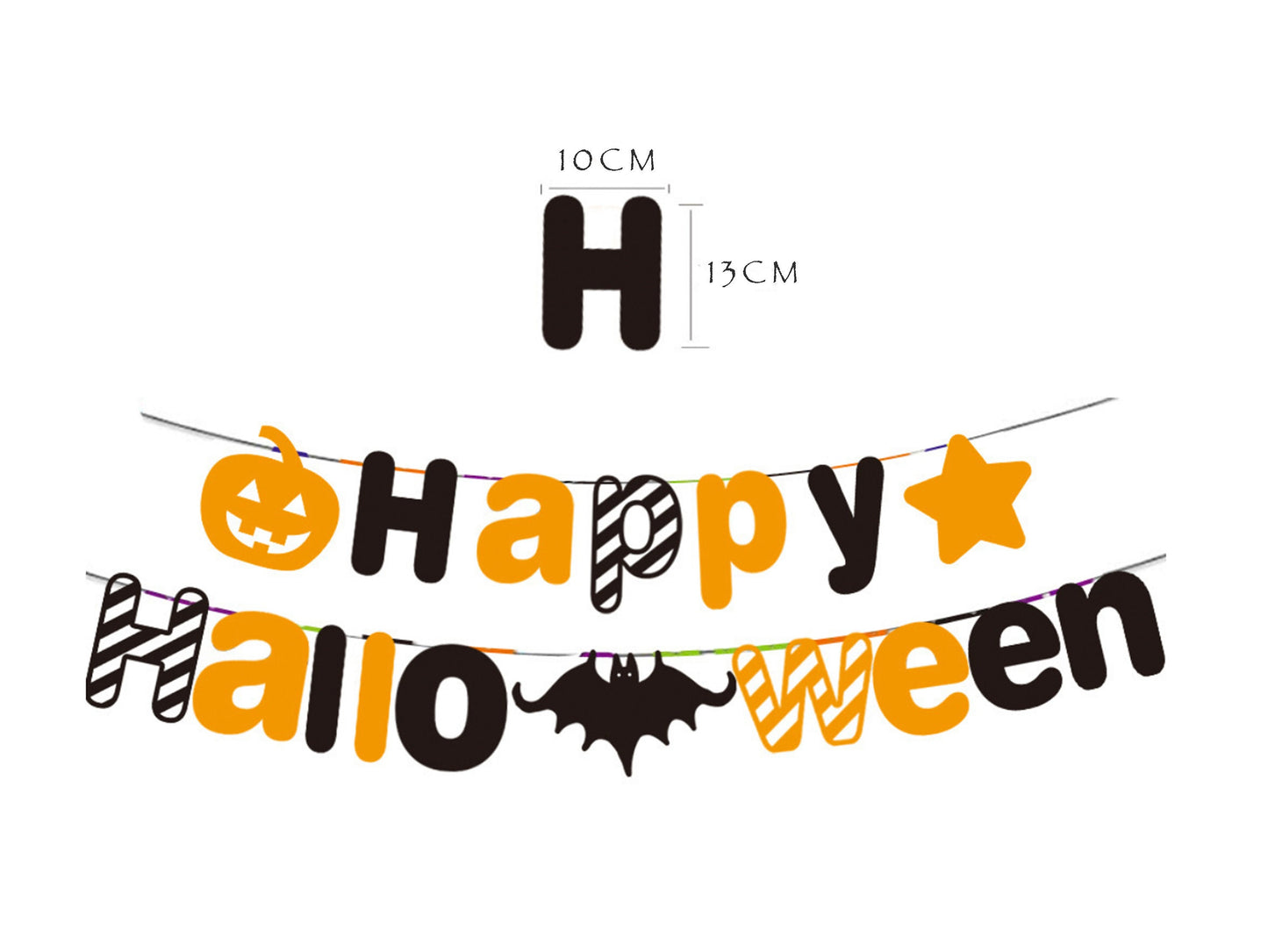 Hanging Halloween Pumpkin Banner, 3D Bats Wall Decor