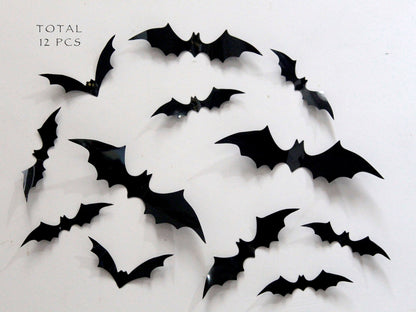 Hanging Halloween Pumpkin Banner, 3D Bats Wall Decor