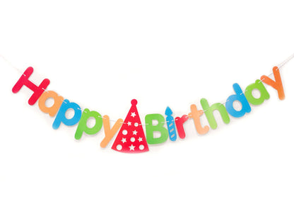 Birthday Hat Banner, Birthday Party Bunting with Hat